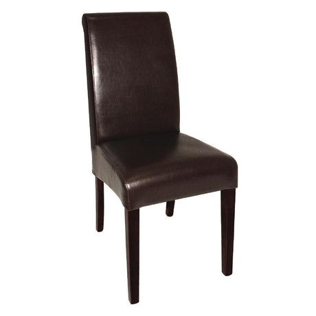 Bolero Curved Back Leather Chairs Dark Brown (Pack of 2) JD Catering Equipment Solutions Ltd