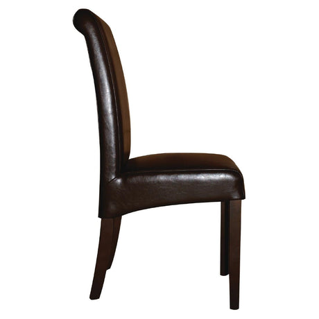 Bolero Curved Back Leather Chairs Dark Brown (Pack of 2) JD Catering Equipment Solutions Ltd