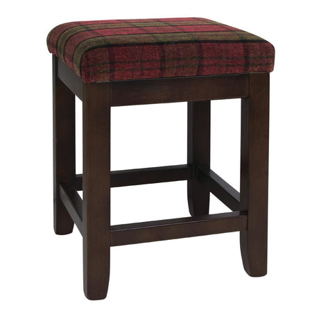 Bolero Dale Low Stools Claret Tartan (Pack of 2) JD Catering Equipment Solutions Ltd