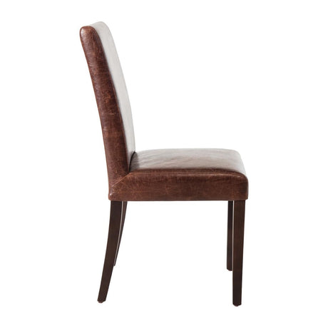 Bolero Faux Leather Dining Chair Antique Brown (Pack of 2) JD Catering Equipment Solutions Ltd