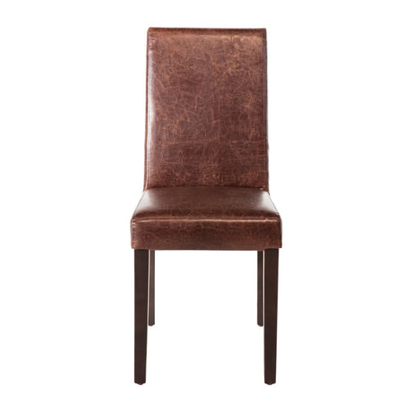 Bolero Faux Leather Dining Chair Antique Brown (Pack of 2) JD Catering Equipment Solutions Ltd