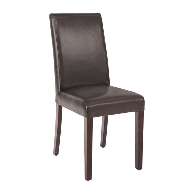 Bolero Faux Leather Dining Chair Dark Brown (Box 2) JD Catering Equipment Solutions Ltd