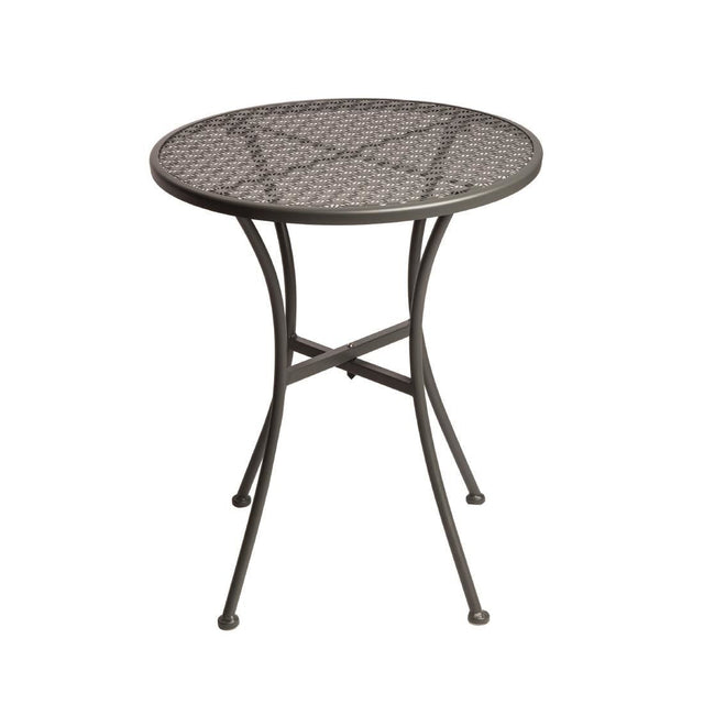 Bolero Grey Steel Patterned Round Bistro Table Grey 600mm JD Catering Equipment Solutions Ltd