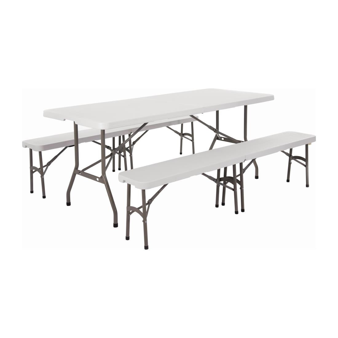 Bolero PE Centre Folding Table 6ft with Two Folding Benches JD Catering Equipment Solutions Ltd