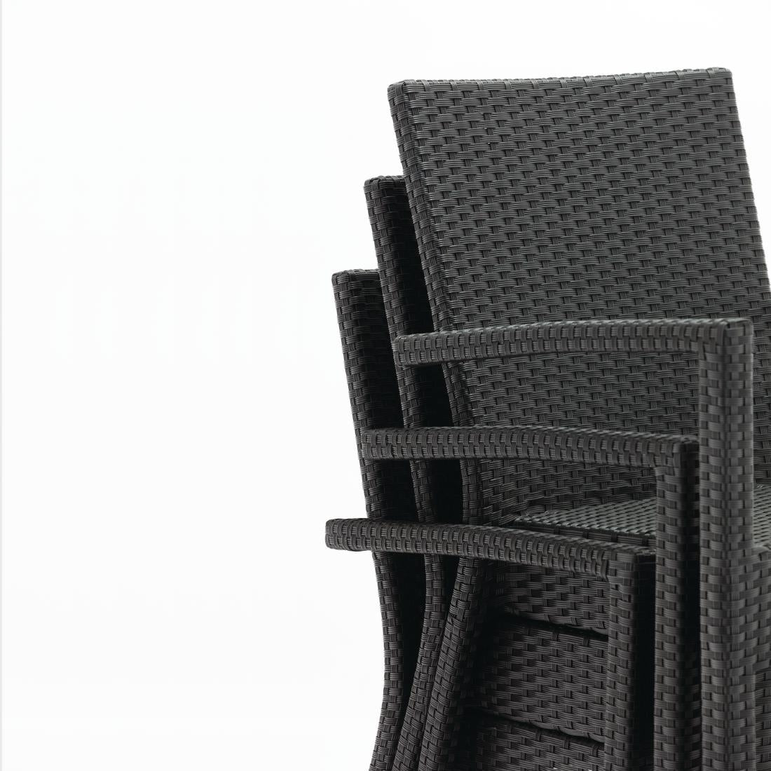 Bolero PE Wicker Armchairs Charcoal (Pack of 4) JD Catering Equipment Solutions Ltd