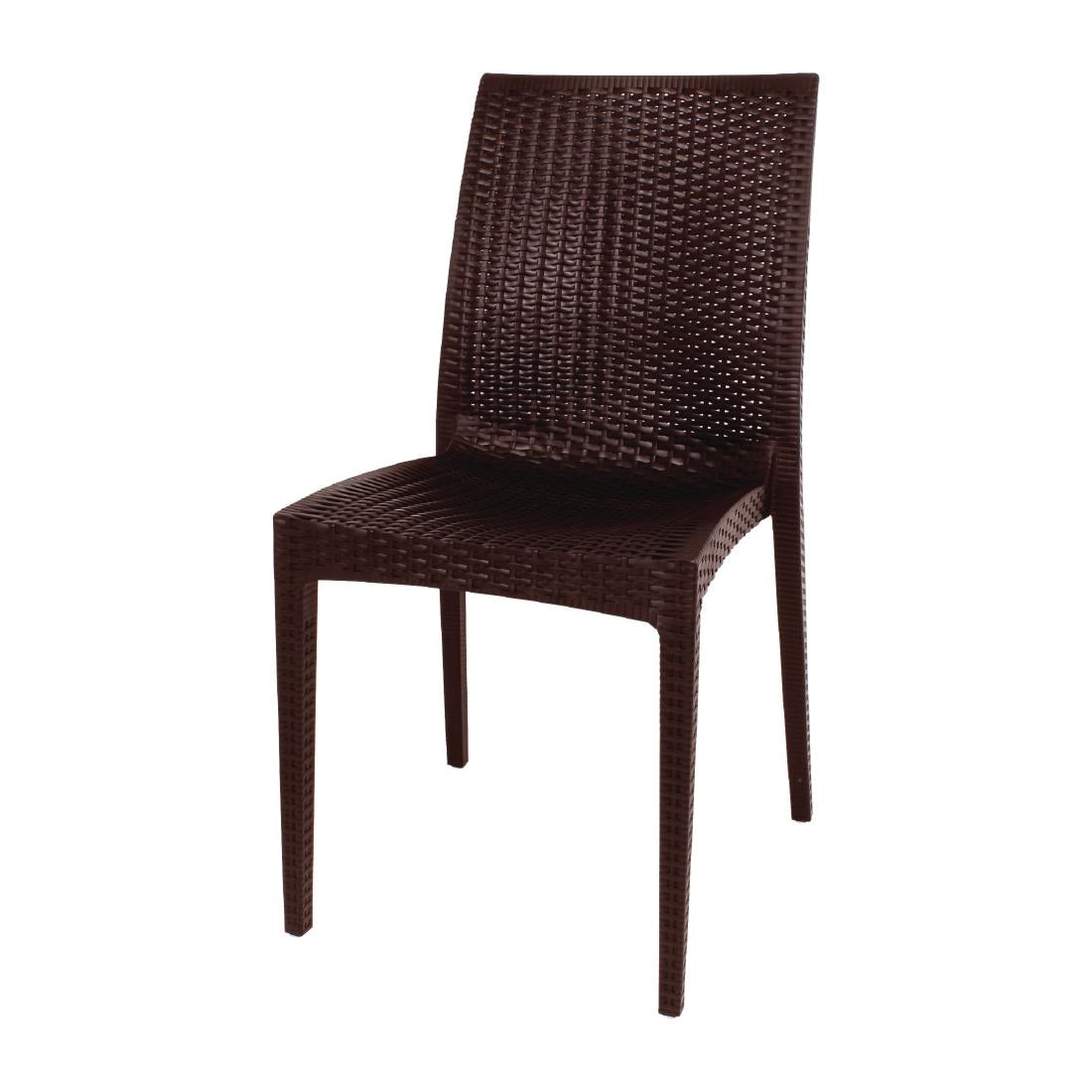 Bolero PP Rattan Bistro Side Chair Brown (Pack 4) JD Catering Equipment Solutions Ltd