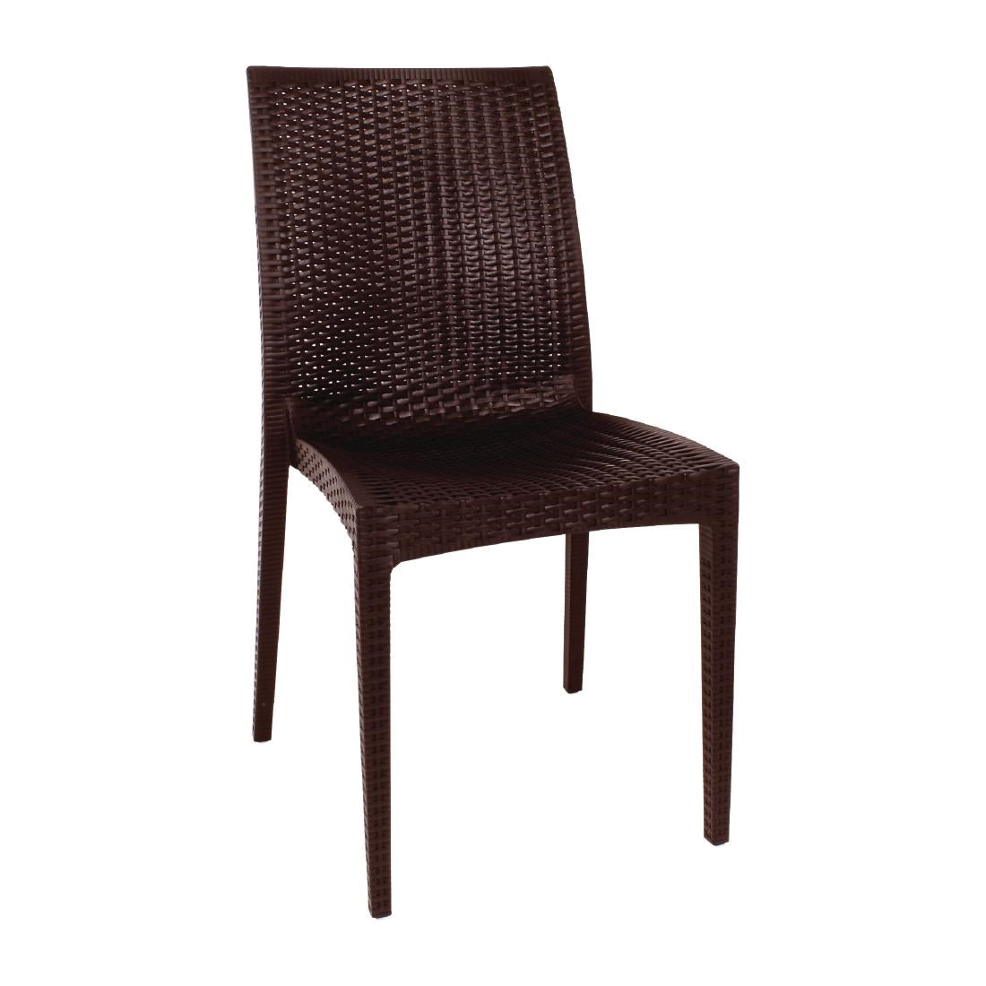 Bolero PP Rattan Bistro Side Chair Brown (Pack 4) JD Catering Equipment Solutions Ltd