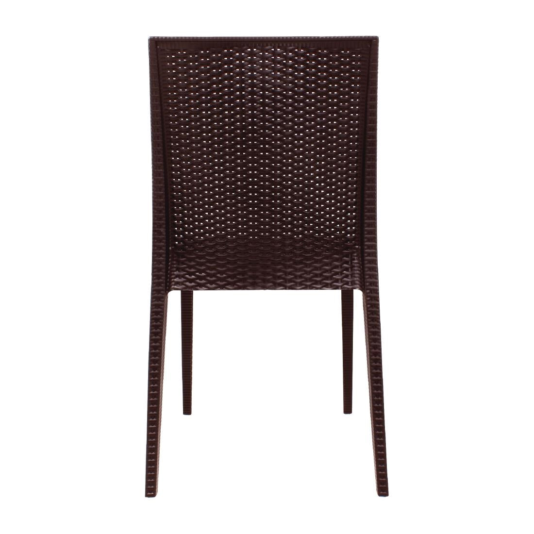 Bolero PP Rattan Bistro Side Chair Brown (Pack 4) JD Catering Equipment Solutions Ltd