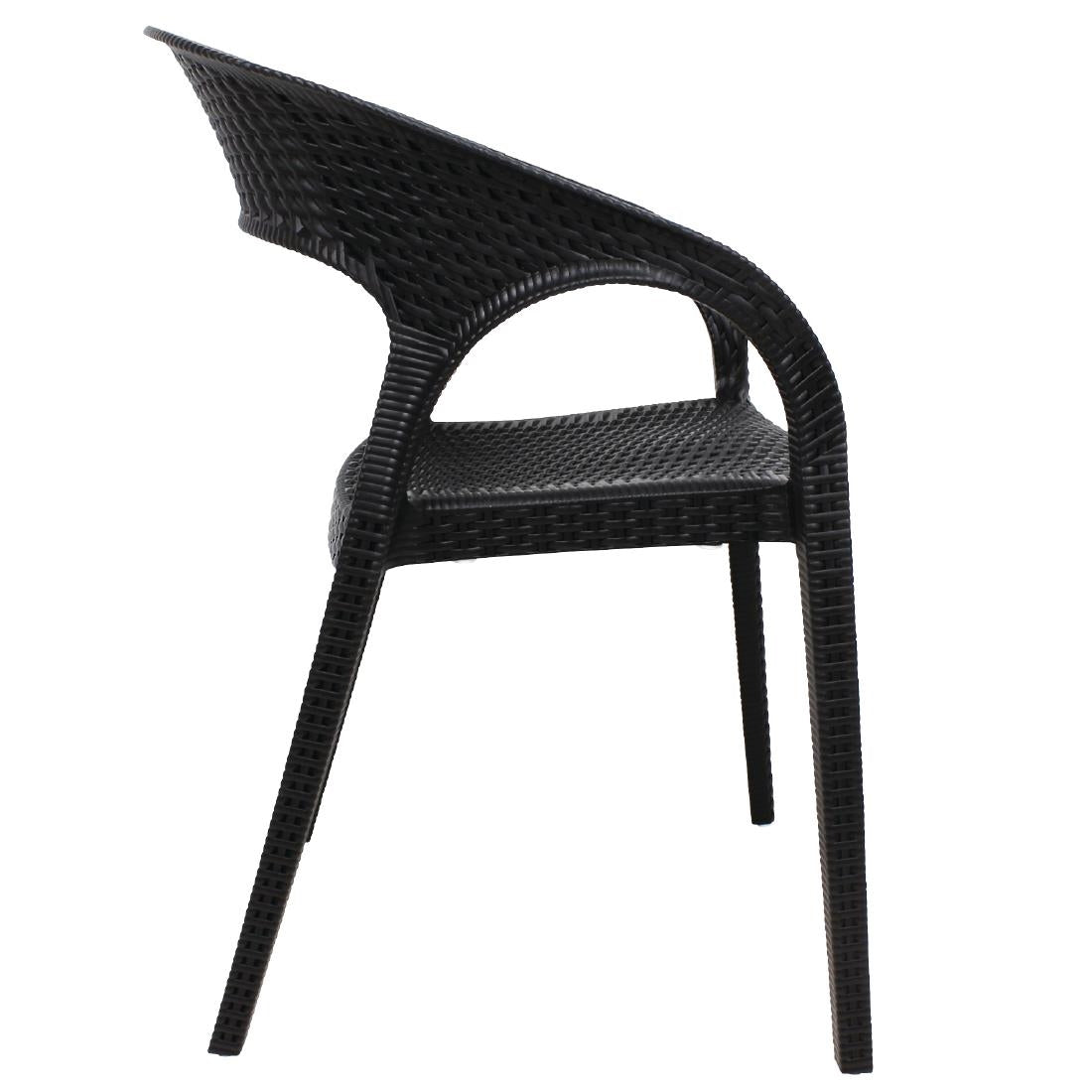 Bolero PP Rattan Wraparound Armchair Black (Pack 4) JD Catering Equipment Solutions Ltd