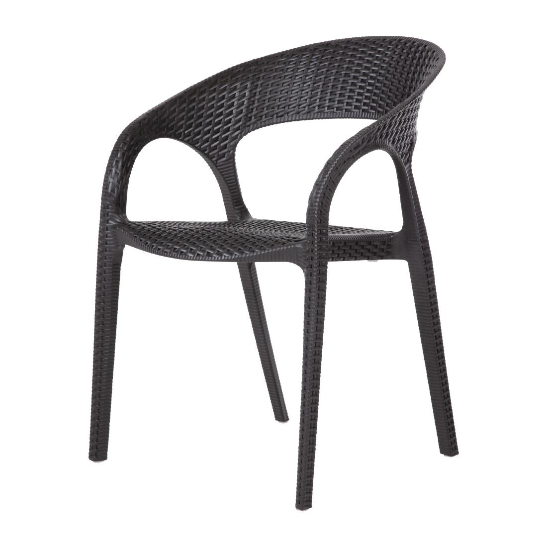 Bolero PP Rattan Wraparound Armchair Black (Pack 4) JD Catering Equipment Solutions Ltd