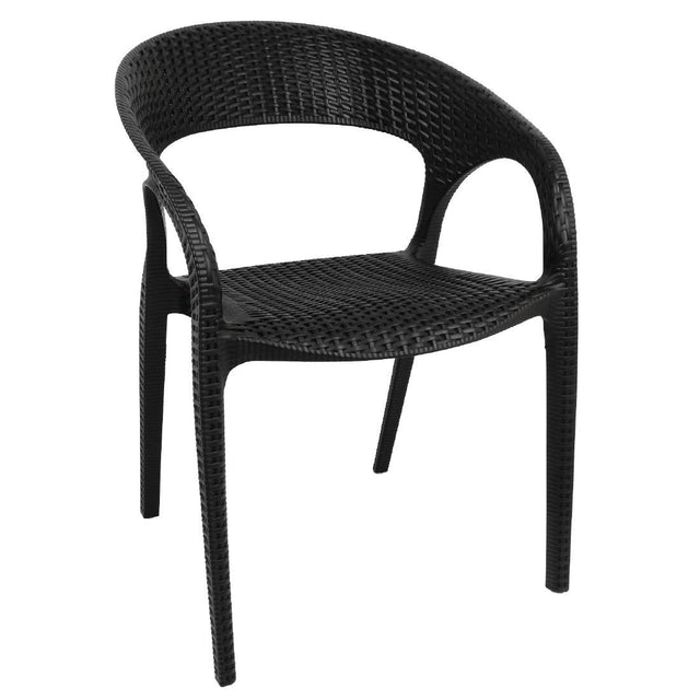 Bolero PP Rattan Wraparound Armchair Black (Pack 4) JD Catering Equipment Solutions Ltd