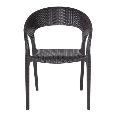 Bolero PP Rattan Wraparound Armchair Black (Pack 4) JD Catering Equipment Solutions Ltd