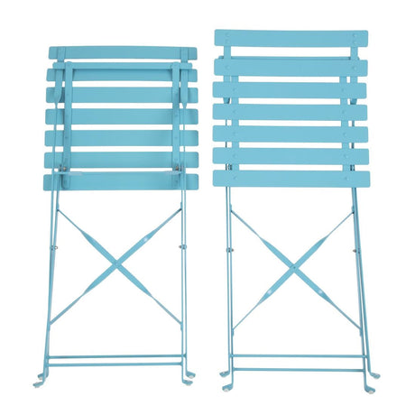 Bolero Pavement Style Steel Chairs Seaside Blue (Pack of 2) JD Catering Equipment Solutions Ltd