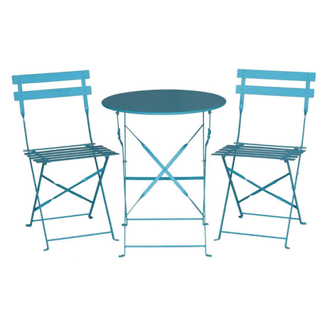 Bolero Pavement Style Steel Chairs Seaside Blue (Pack of 2) JD Catering Equipment Solutions Ltd