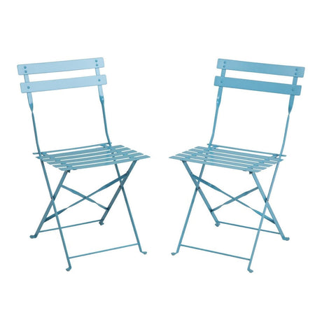 Bolero Pavement Style Steel Chairs Seaside Blue (Pack of 2) JD Catering Equipment Solutions Ltd