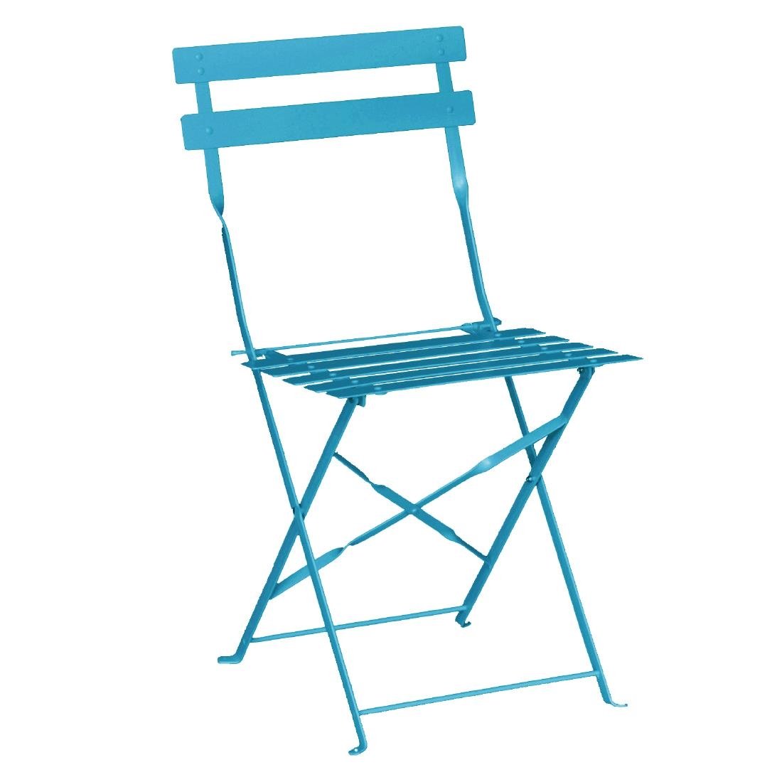 Bolero Pavement Style Steel Chairs Seaside Blue (Pack of 2) JD Catering Equipment Solutions Ltd