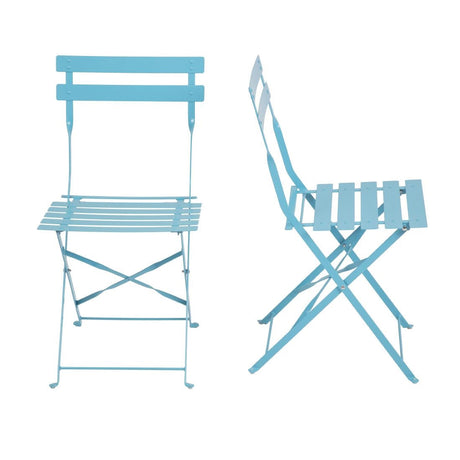 Bolero Pavement Style Steel Chairs Seaside Blue (Pack of 2) JD Catering Equipment Solutions Ltd