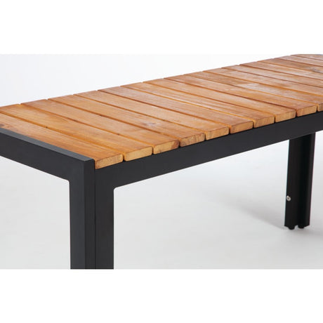 Bolero Rectangular Steel and Acacia Benches 1000mm (Pack of 2) JD Catering Equipment Solutions Ltd