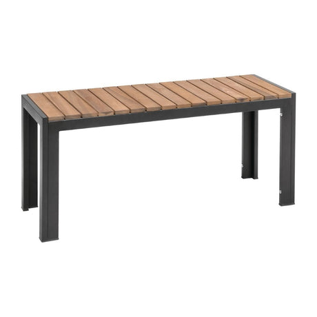 Bolero Rectangular Steel and Acacia Benches 1000mm (Pack of 2) JD Catering Equipment Solutions Ltd