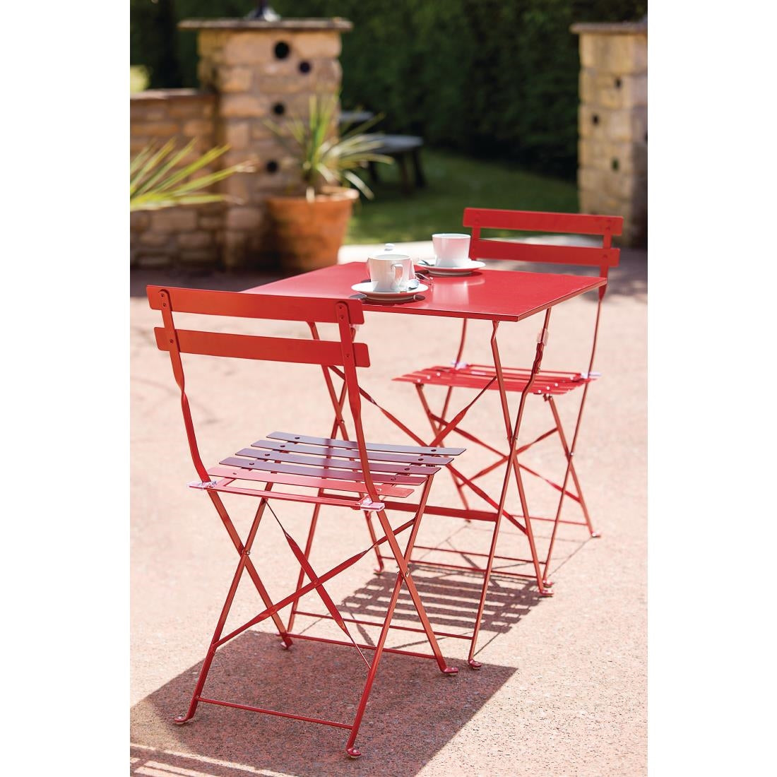 Bolero Red Pavement Style Steel Chairs (Pack of 2) JD Catering Equipment Solutions Ltd