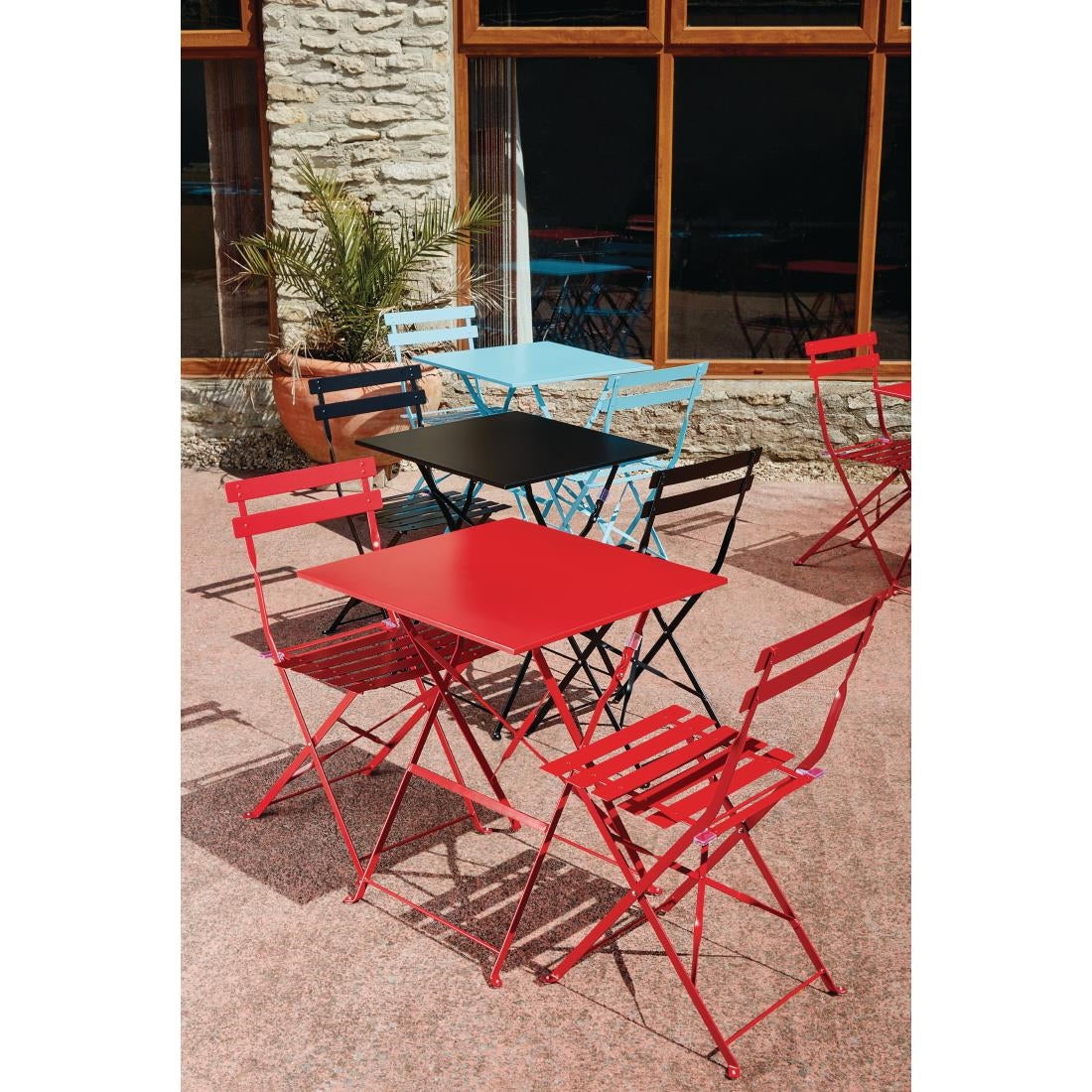 Bolero Red Pavement Style Steel Chairs (Pack of 2) JD Catering Equipment Solutions Ltd