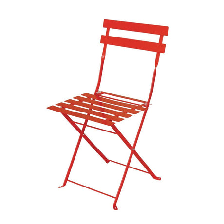 Bolero Red Pavement Style Steel Chairs (Pack of 2) JD Catering Equipment Solutions Ltd