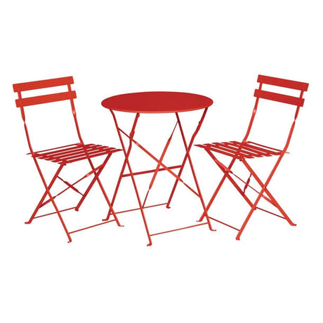 Bolero Red Pavement Style Steel Chairs (Pack of 2) JD Catering Equipment Solutions Ltd