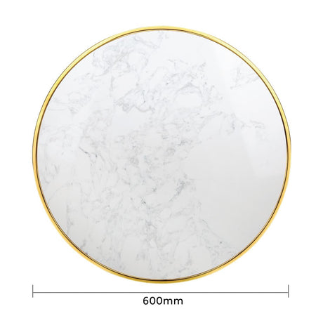 Bolero Round Marble Table Top with Brass Effect Rim White 600mm JD Catering Equipment Solutions Ltd