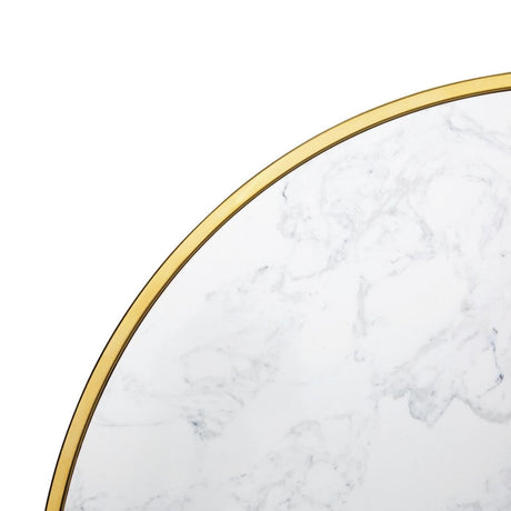 Bolero Round Marble Table Top with Brass Effect Rim White 600mm JD Catering Equipment Solutions Ltd