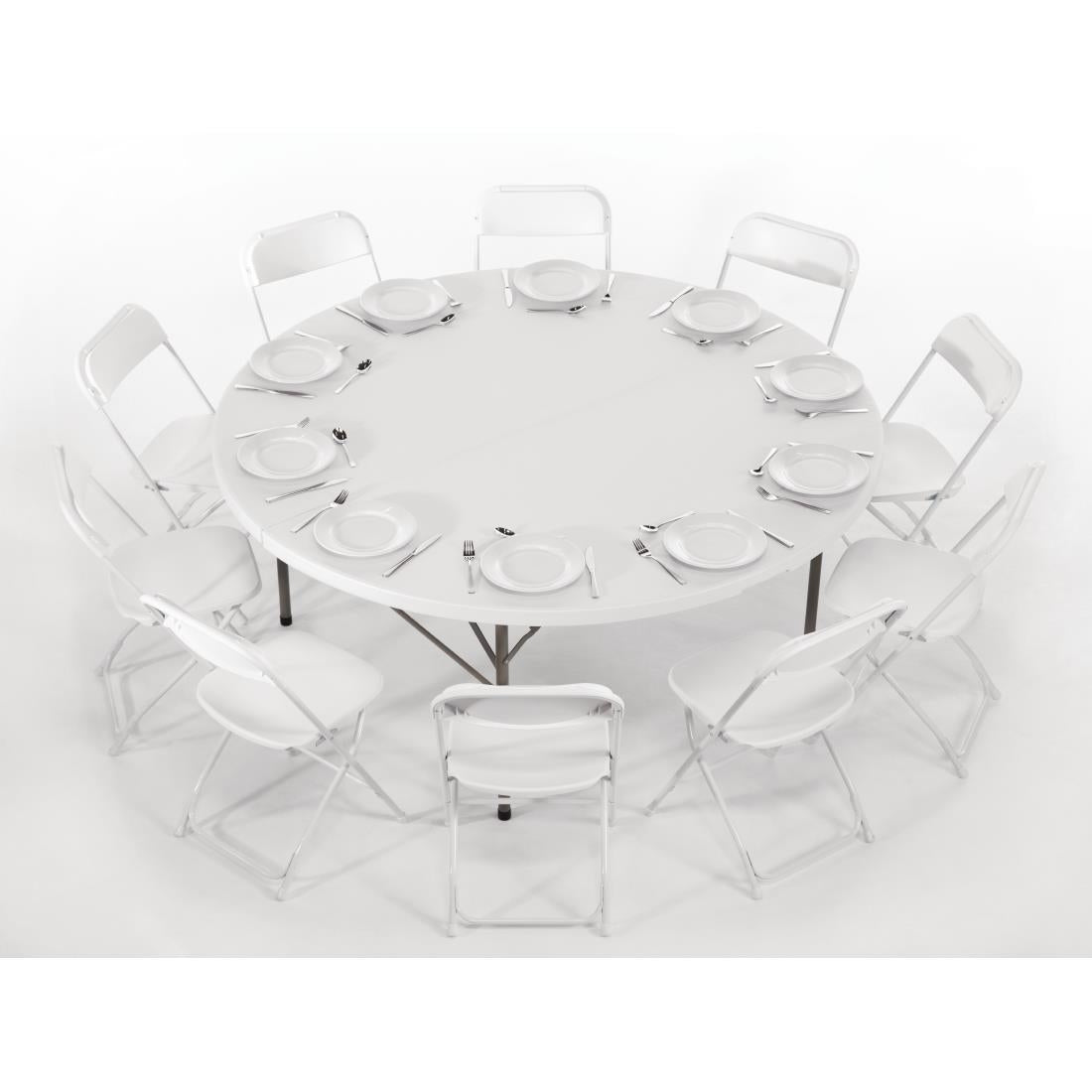 Bolero Round PE Centre Folding Table White 6ft (Single) JD Catering Equipment Solutions Ltd