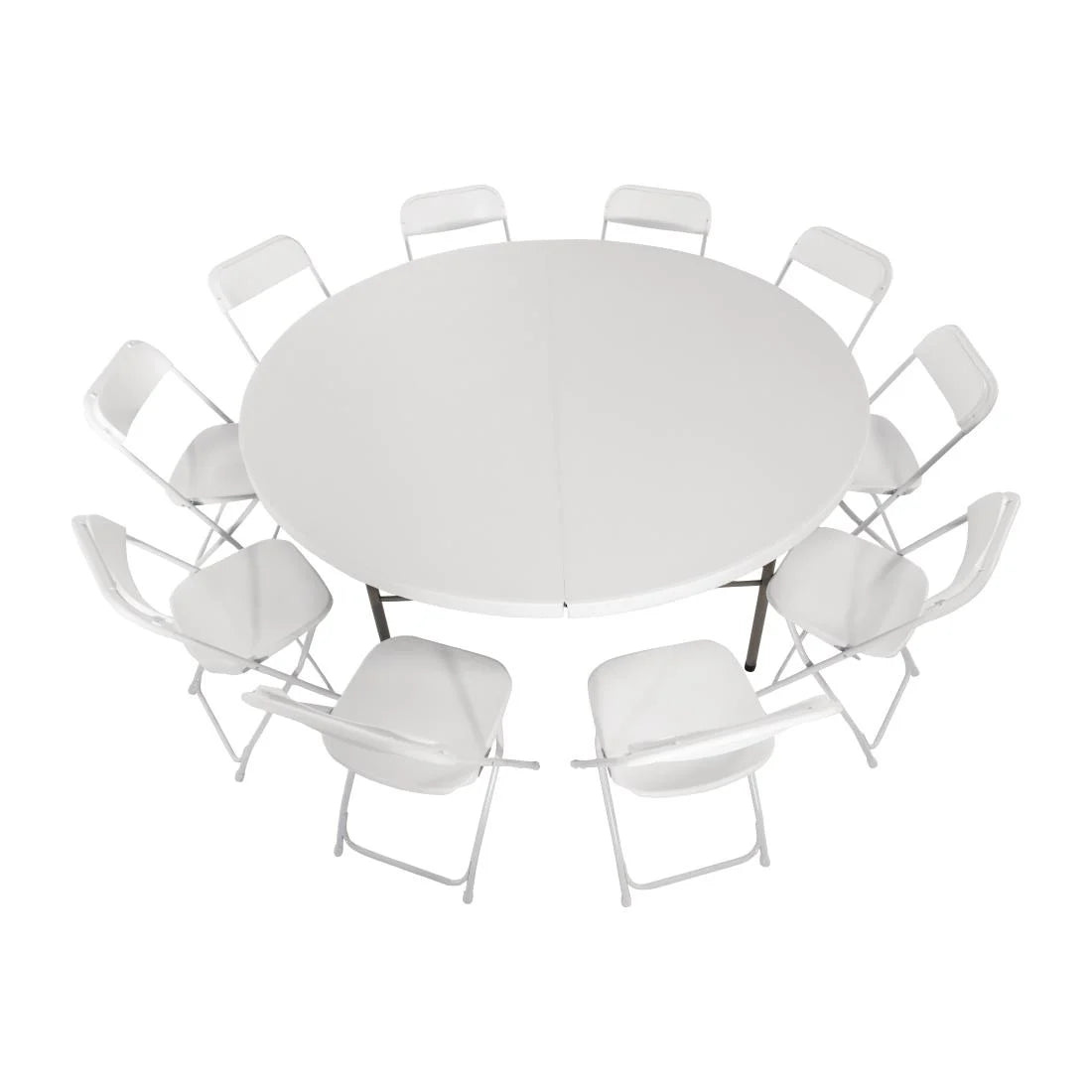 Bolero Round PE Centre Folding Table White 6ft (Single) JD Catering Equipment Solutions Ltd