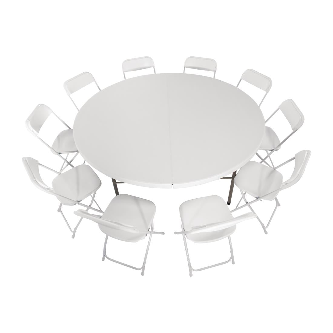 Bolero Round PE Centre Folding Table White 6ft (Single) JD Catering Equipment Solutions Ltd
