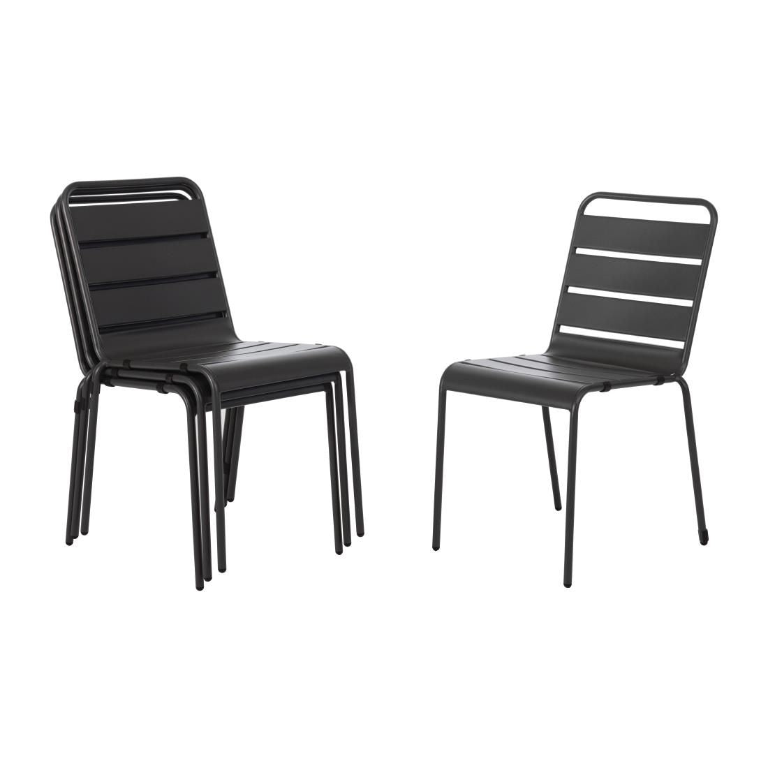 Bolero Slatted Steel Side Chairs Grey (Pack of 4) JD Catering Equipment Solutions Ltd