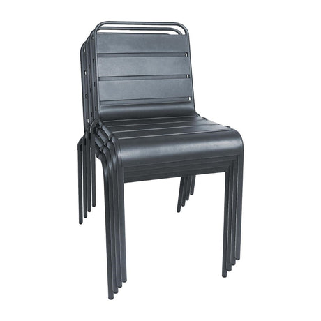 Bolero Slatted Steel Side Chairs Grey (Pack of 4) JD Catering Equipment Solutions Ltd