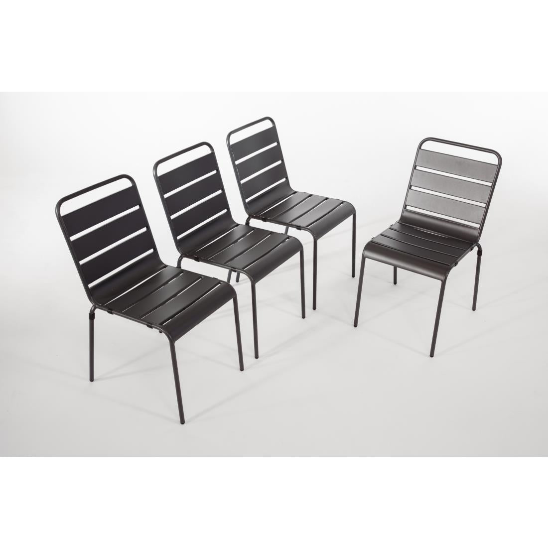 Bolero Slatted Steel Side Chairs Grey (Pack of 4) JD Catering Equipment Solutions Ltd