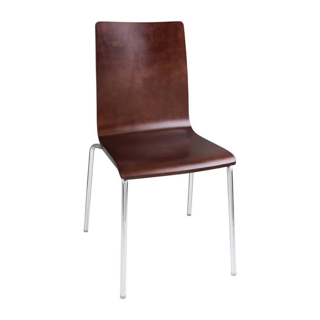 Bolero Square Back Side Chair Dark Chocolate Finish (Pack of 4) JD Catering Equipment Solutions Ltd
