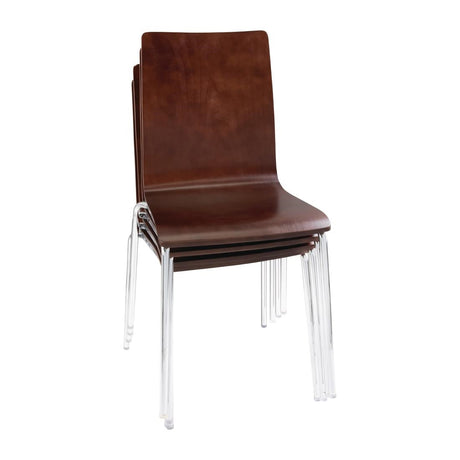 Bolero Square Back Side Chair Dark Chocolate Finish (Pack of 4) JD Catering Equipment Solutions Ltd