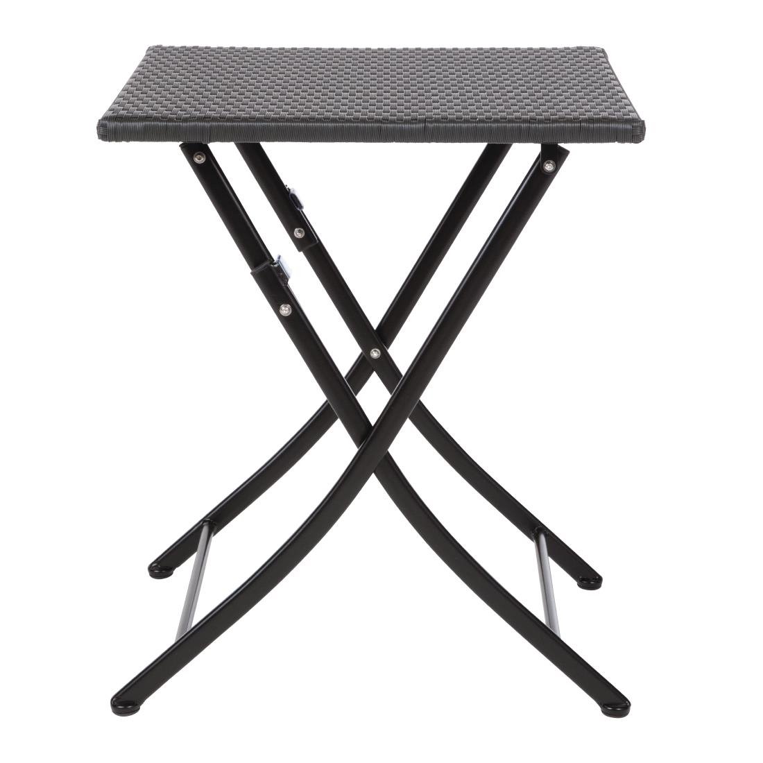 Bolero Square PE Wicker Folding Table Black 600mm (Single) JD Catering Equipment Solutions Ltd