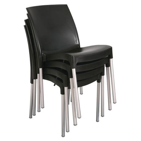 Bolero Stacking Bistro Side Chairs Black (Pack of 4) JD Catering Equipment Solutions Ltd