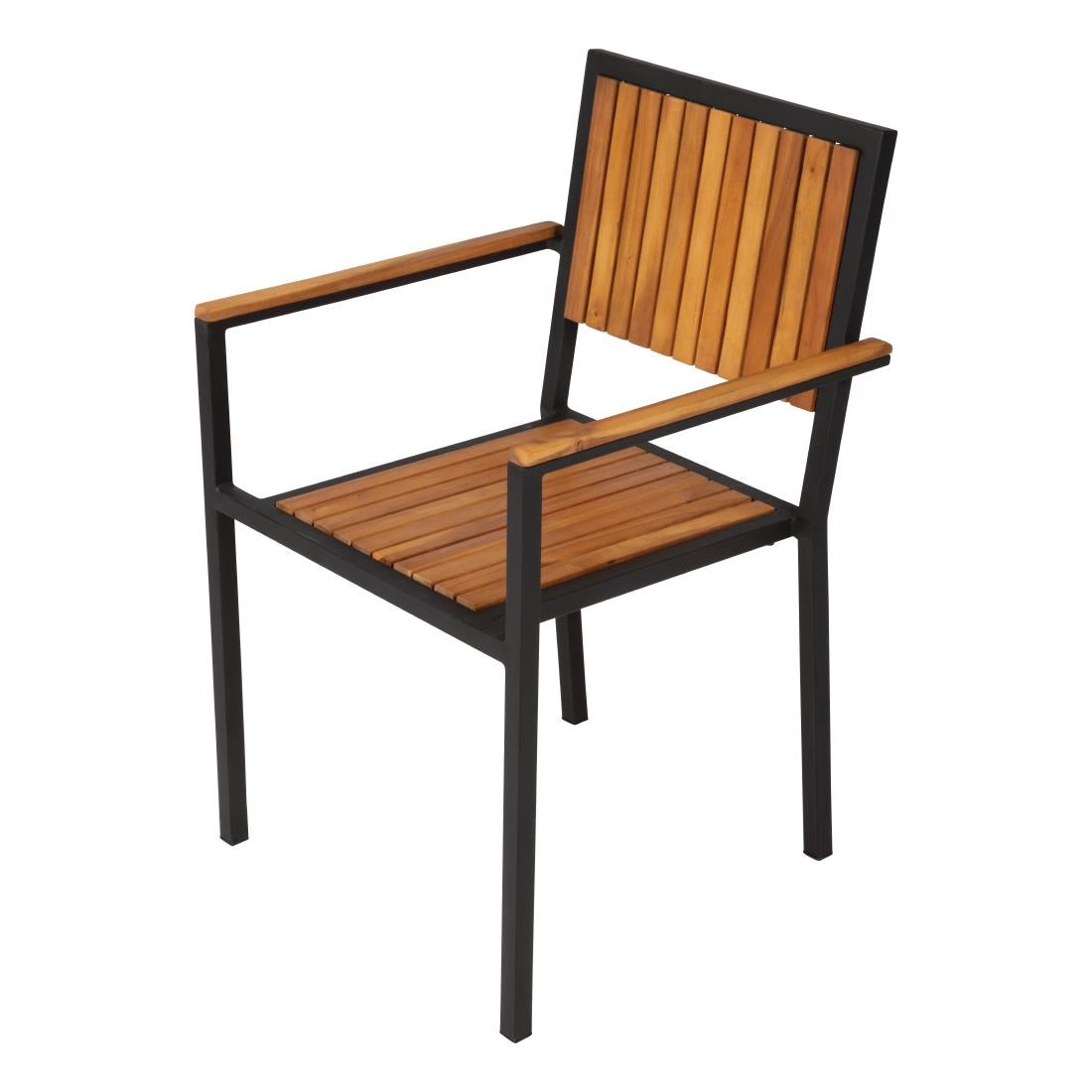 Bolero Steel & Acacia ArmChair (Pack 4) JD Catering Equipment Solutions Ltd