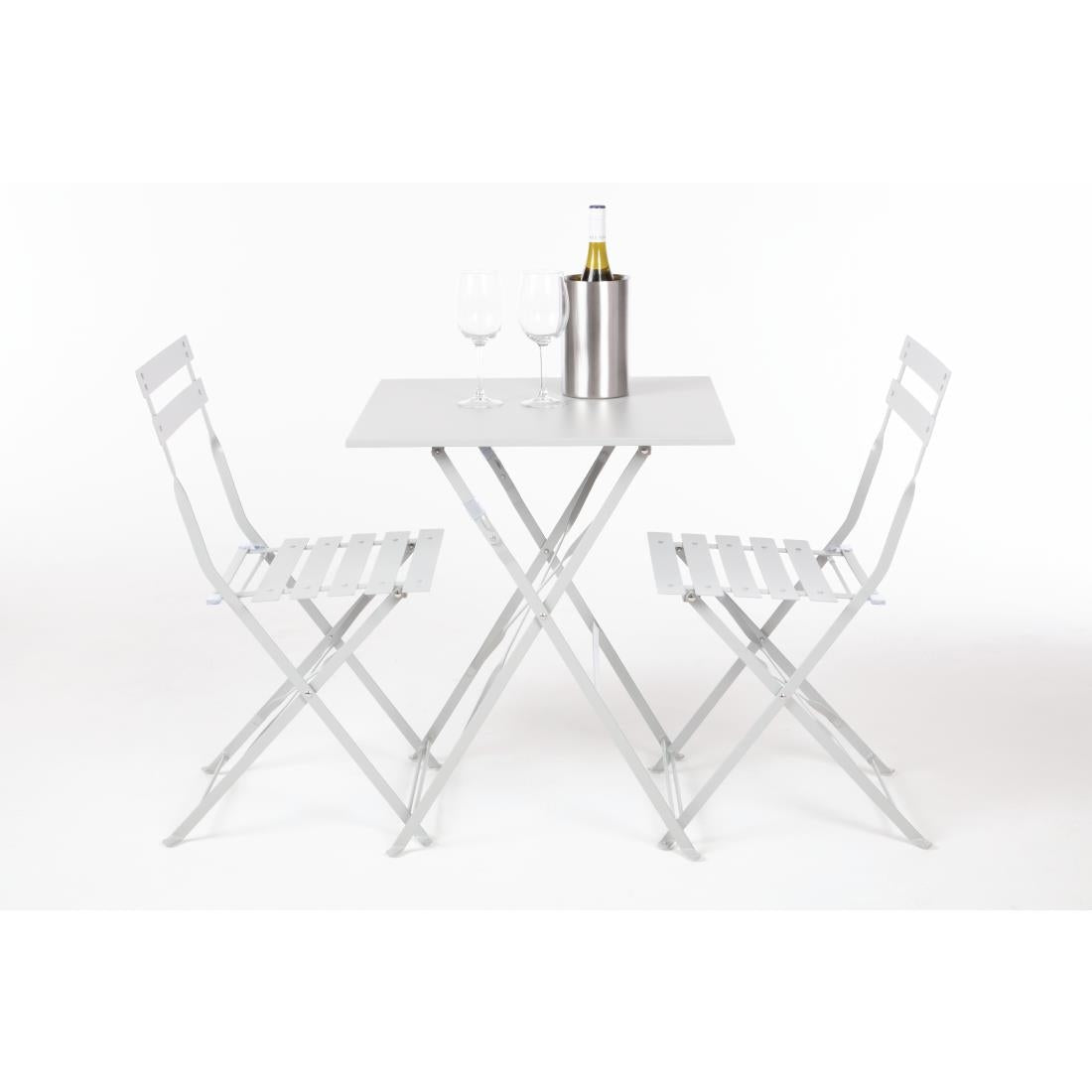 Bolero Steel Pavement StyleFolding Chairs Grey (Pack of 2) JD Catering Equipment Solutions Ltd