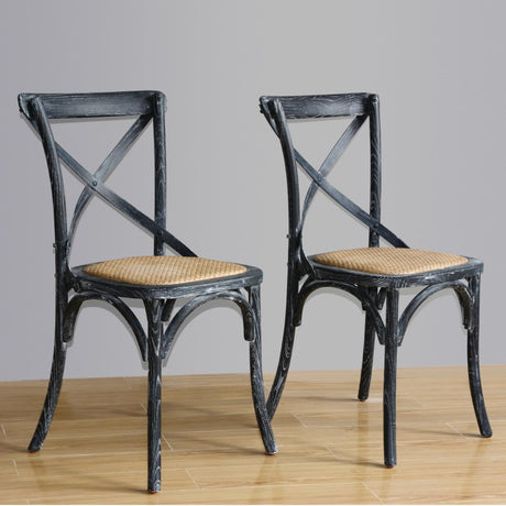 Bolero Wooden Dining Chair with Cross Backrest Black Wash Finish (Box 2) JD Catering Equipment Solutions Ltd