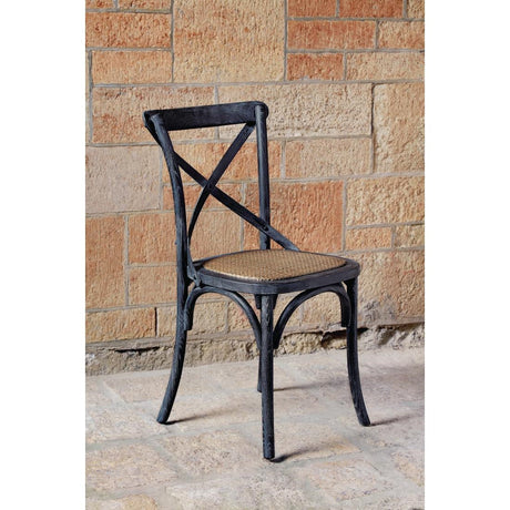 Bolero Wooden Dining Chair with Cross Backrest Black Wash Finish (Box 2) JD Catering Equipment Solutions Ltd