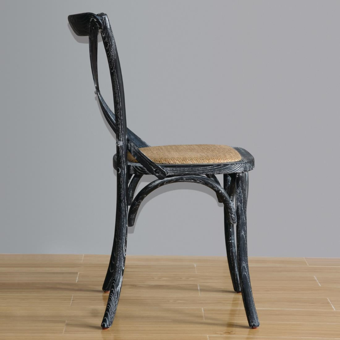 Bolero Wooden Dining Chair with Cross Backrest Black Wash Finish (Box 2) JD Catering Equipment Solutions Ltd