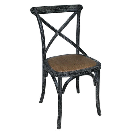 Bolero Wooden Dining Chair with Cross Backrest Black Wash Finish (Box 2) JD Catering Equipment Solutions Ltd