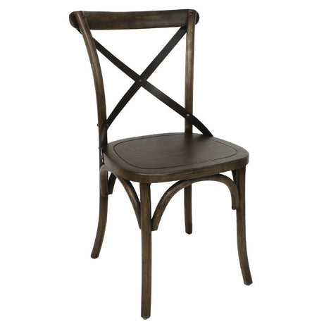 Bolero Wooden Dining Chair with Metal Cross Backrest (Walnut Finish) (Pa JD Catering Equipment Solutions Ltd