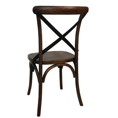 Bolero Wooden Dining Chair with Metal Cross Backrest (Walnut Finish) (Pa JD Catering Equipment Solutions Ltd