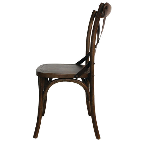 Bolero Wooden Dining Chair with Metal Cross Backrest (Walnut Finish) (Pa JD Catering Equipment Solutions Ltd