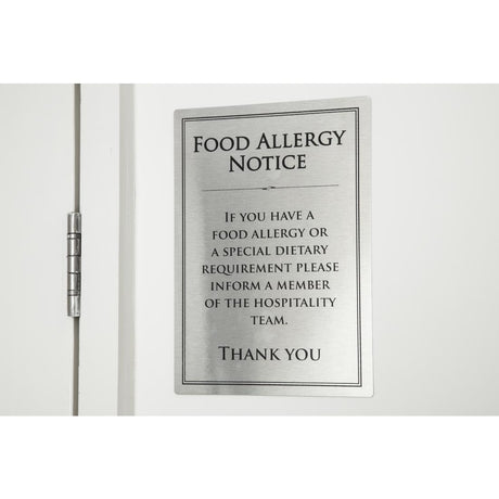 Brushed Steel Food allergy sign A4 JD Catering Equipment Solutions Ltd