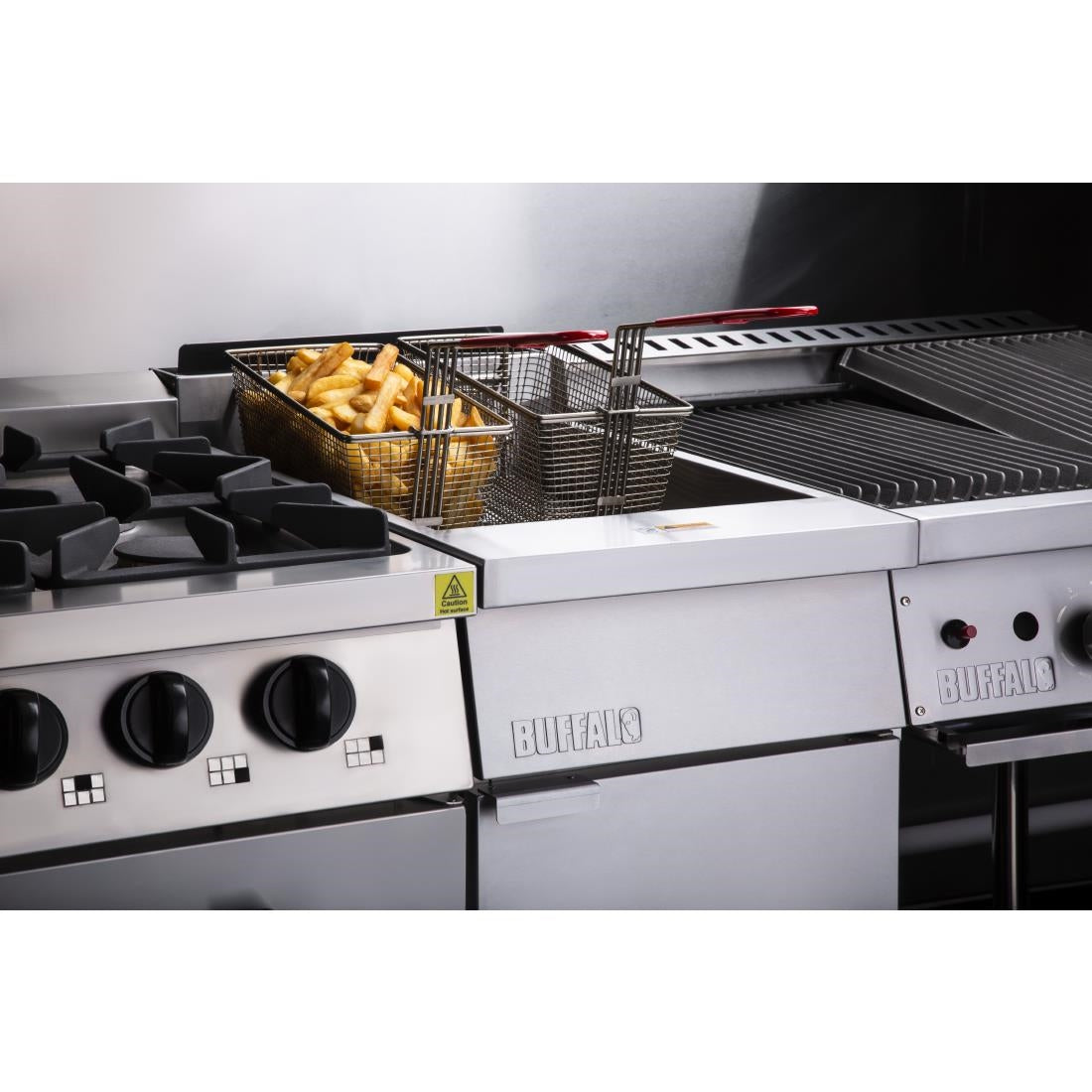 Buffalo Single Tank Twin Basket Freestanding Gas Fryer DC319-N JD Catering Equipment Solutions Ltd